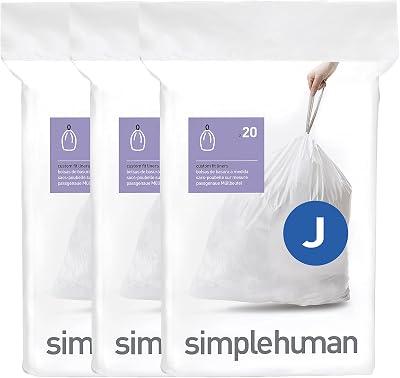 simplehuman CW0259 Custom Fit Bin Liners 3 Pack White 60 Total