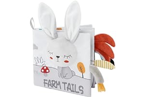 Vicloon Cloth Books - 3D Touch Feel High Contrast Baby Books, Soft Books with Crinkle for Infants & Toddlers (Rabbit)