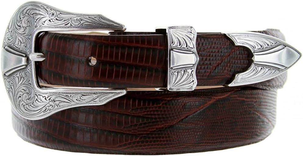 Avnet Men Fine Calfskin Leather Sterling Silver Finish Buckle 30mm Wide Belt