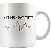 Panvola Is it Monday Yet Heartbeat Traders Gifts Investor Day Trading Stock Market Novelty Drinkware Ceramic Mug 11 oz (Classic, White)