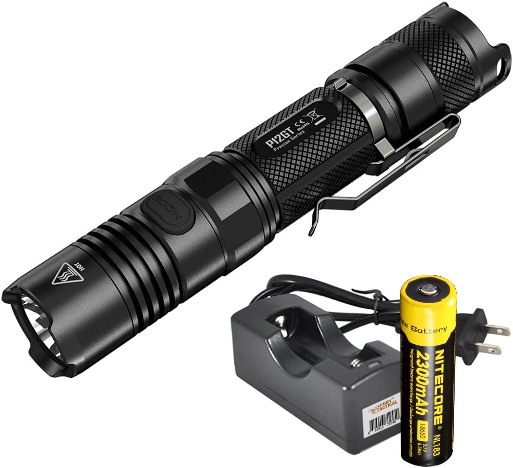 Nitecore P12GT 1000 Lumens Compact Tactical LED Flashlight, Rechargeable Battery, Lumentac Single Channel Charger
