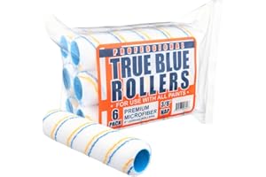TRUE BLUE TAPE True Blue 9" Professional Paint Roller Covers, 9 Inch, Best for All Types of Painting Surfaces, Refill Bulk Pack (6, 3/8" Nap)