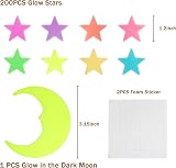 GLOCARNIVAL Glow in the Dark 200pcs 3D Stars Moon Wall Sticker Set view 2
