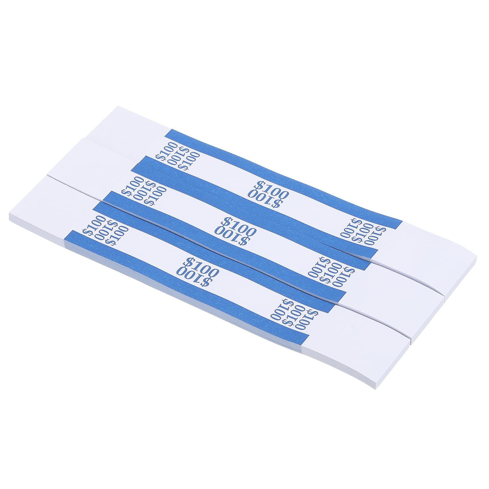 PATIKIL Currency Band Bundles, 500 Packs Blue Dollar100 Self Sealing Cash Straps Sleeves Money Bill Wrappers for Dollar