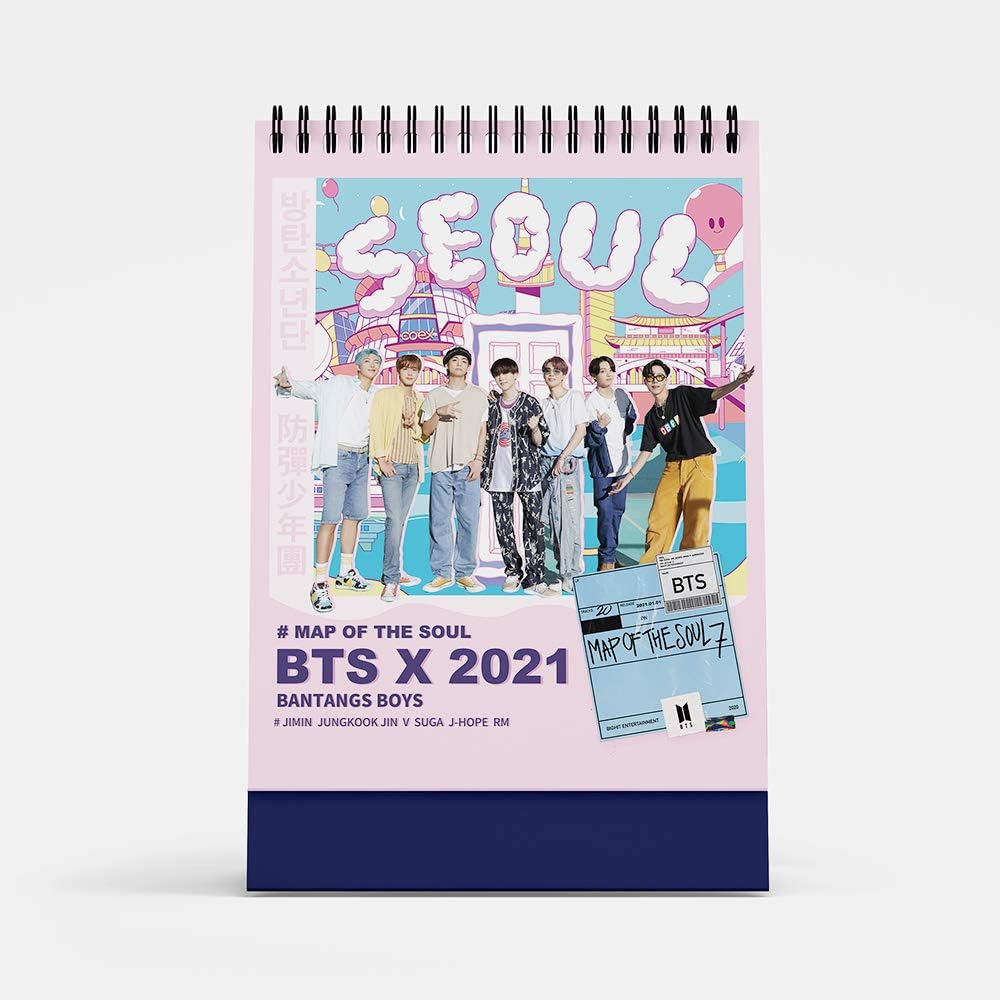 BTS Calendar 2021 - Kpop Bangtan Boys Desk Calendar 12 Monthly Colorful
