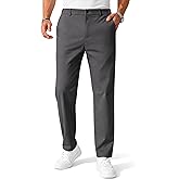 COOFANDY Mens Cotton Chino Pant Casual Stretch Baggy Pants Business Pant Golf Pants Dark Gray