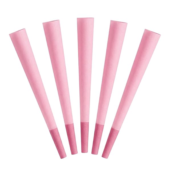 SAFEDELUX 100 PACK COLORFUL CONES PAPER KING SIZE WITH AIRTIGHT GLASS TUBE GREAT FOR HOME & TRAVEL (PINK)