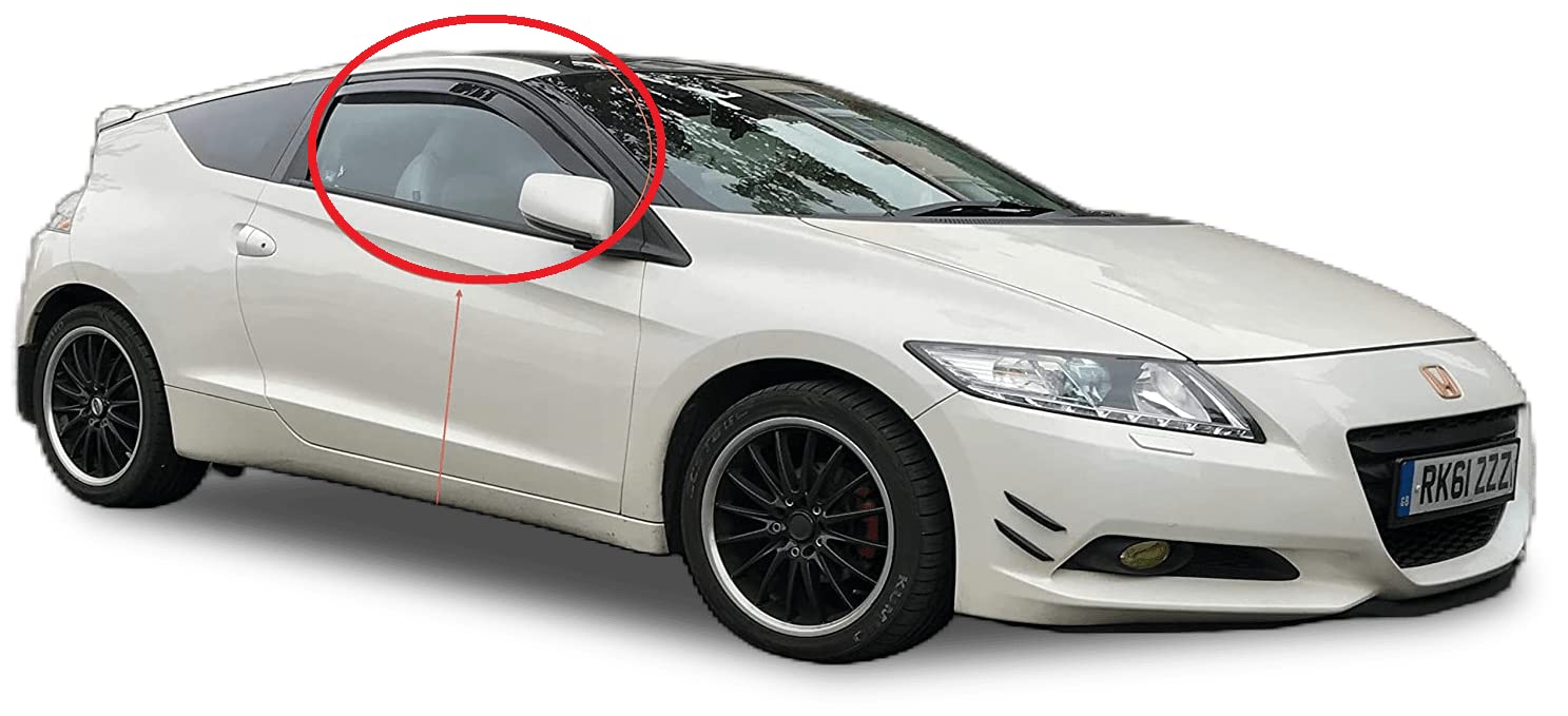 AC WOW 2x compatible with Honda CR-Z 2010–2016 Wind Deflectors Dark Smoke Tinted Acrylic Glass Door Side Windows Interior In-Channel Visors Rain Snow Sun Guards