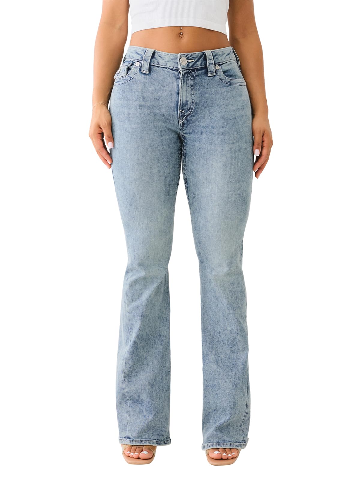 True Religion Women’s Joey Mid Rise Flare Jean – Women’s Jeans, Flare Jeans for Women, Comfortable & Trendy, Peak Spot, 32