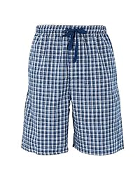 Pantalones cortos de pijama Hanes, de hombres, en algodón Madras, con cordón ajustable.