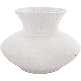 47th & Main Ceramic Vase - Medium Modern Flared Pot with Rustic Finish, 6.5" x 4.5", White
