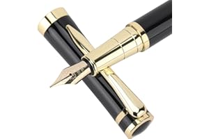 Cheericome Fountain Pen - Ink Pen for Smooth Writing - Exquisite Fountain pen gift set for Men & Women - Fountain Pen Fine Nib，Includes 10 Ink Cartridges and Ink Refill Converter - Black