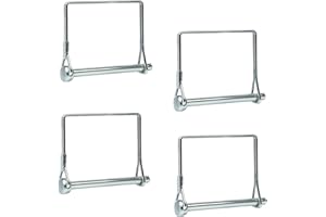 LinaLife 4 Pack Square Loop Wire Lock Pin 3/8" Shaft Locking Pin Square Loop Pto Pin Safety Coupler Hitch Pin for Farm Trailers Lawn Garden Square Loop
