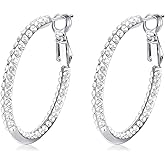 Borun Rhinestone Inside-Out Crystal Hoop Earring Hypoallergenic Jewelry for Women