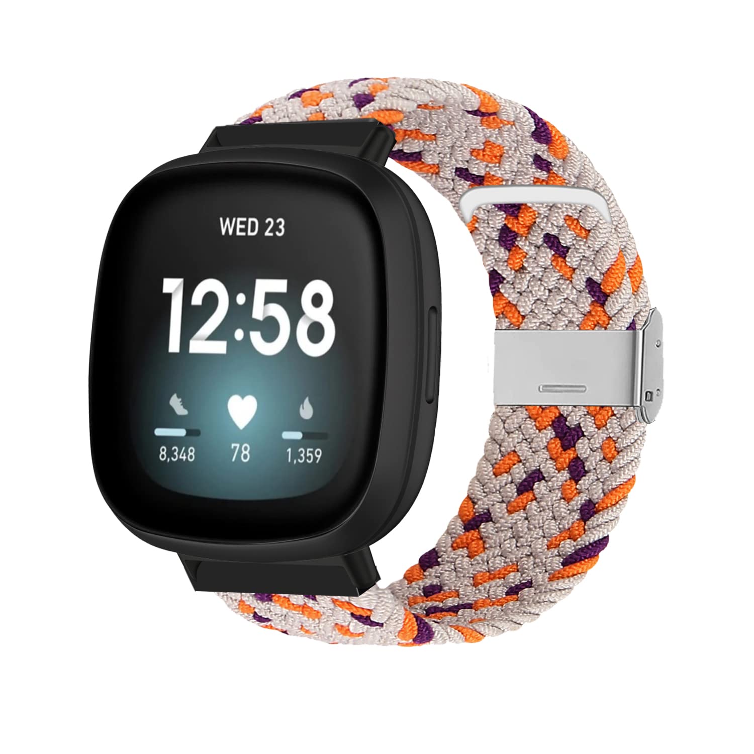 Niboow Strap Compatible with Fitbit Versa 3 / Sense, Women Men Children Elastic Nylon Breathable Braided Watch Bands Compatible with Fitbit Versa 3 / Sense - Milk Tea