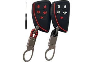REPROTECTING Silicone Rubber Key Fob Cover Compatible with 2025-2022 Chevy Chevrolet Silverado 1500 GMC Sierra 1500, 2025 2024 Silverado Sierra 2500HD 3500HD (2pcs Black+Key Chain)