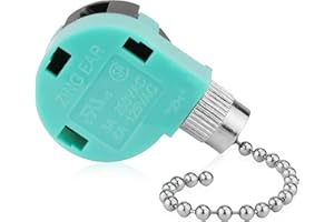 Bulbmaster Ceiling Fan Switch 3 Speed 4 Wire Pull Chain Zing Ear 3 Speed Celling Fan Switch Replacment White Cord, Ceilling Fan Pull Chain Switch Replacement, Wall Lamps, Cabinet Light