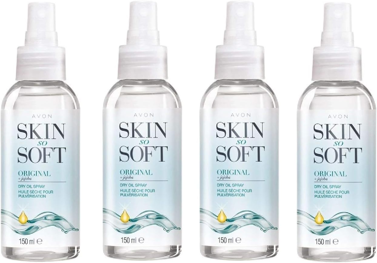 4 x Avon SKIN SO SOFT Original Dry Oil Body Spray (THE ONE MOSQUITOES & OTHER BUGS DON'T LIKE), 150 ml (Pack of 4)