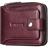 Enwaen Mens Wallet with Zipper, RFID Blocking Secure Genuine Leather Bifold Zip Around Wallets Multi with Credit Card Holder