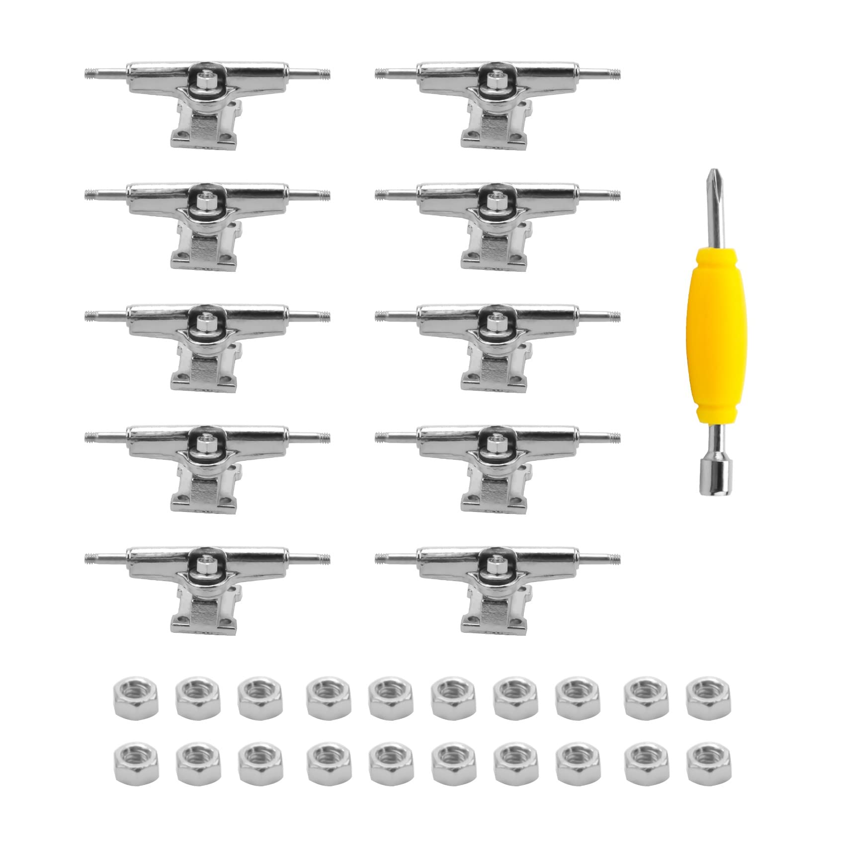 Kopinma 10 Pcs 29mm Fingerboard Trucks Finger Skateboard Deck with Nuts with Spanner Screwdriver for Finger Skateboards