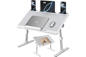 NIFBANG Laptop Desk for Bed,Portable Lap Desks Bed Tray,Adjustable Height Folding Couch Table with Bookstand,Car Rear Seat So