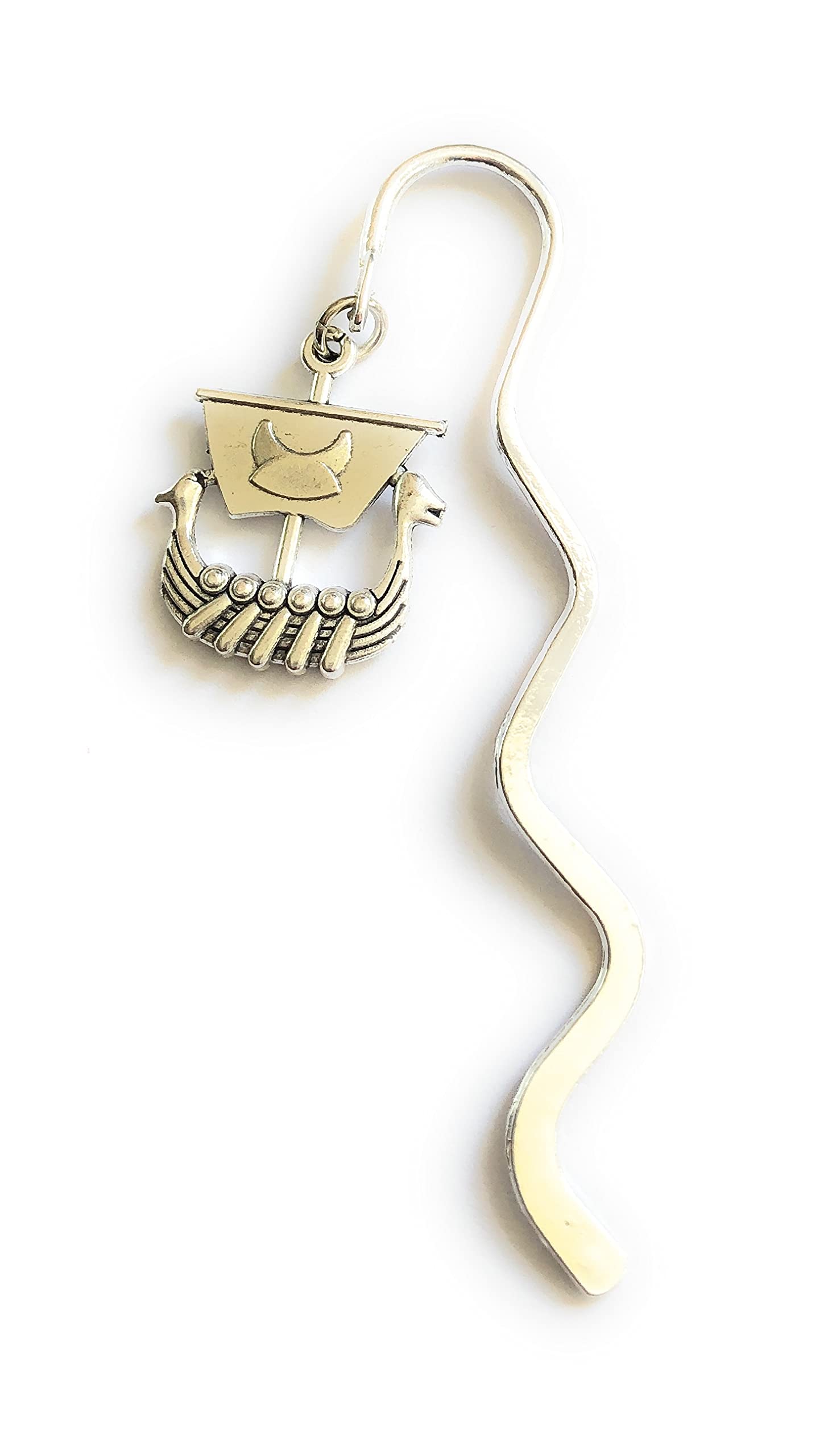 FizzyButton Gifts Viking Ship mini Bookmark with Silver Tone Charm, in Gift Bag