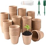 Lotvic 100x 8cm Biodegradable Seed Pots & Labels, Widger Dibber Set view 1