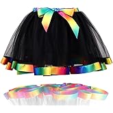 Nicute Rainbow Womens Tutu Layered Tulle Ballet Skirt Rave Festival Colorful Tutu for Adult
