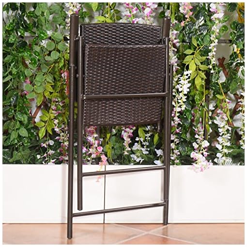 Giantex Set of 4 Folding Wicker Rattan Bar Chairs High Stool with Back