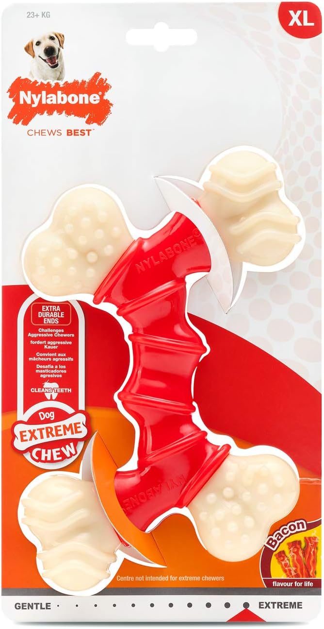 Nylabone Extreme Tough Dog Chew Toy, Double Bend Bone, Cleans Teeth