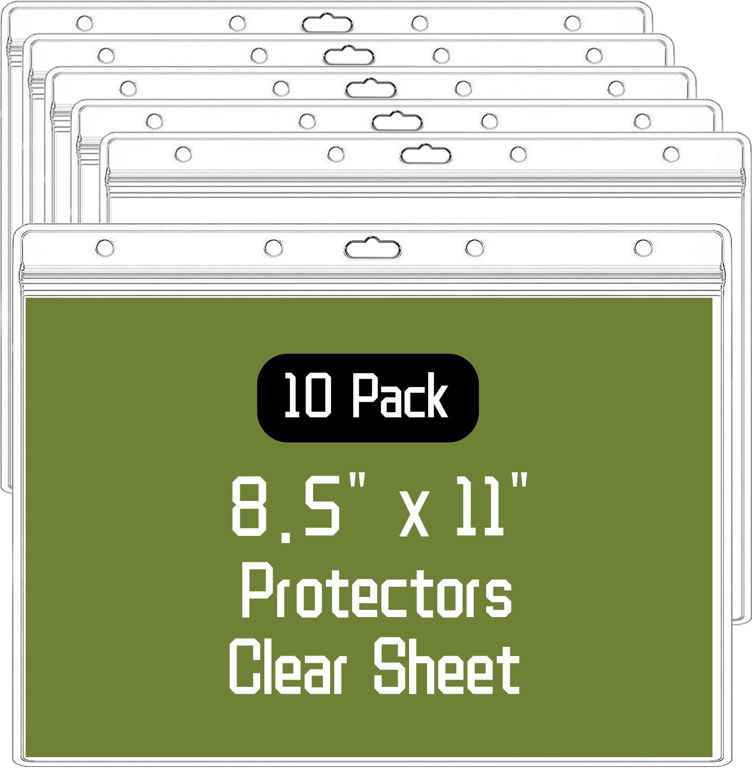 Photo 1 of 10 Pack Sheet Protectors?8.5" x 11" Waterproof Resealable Zip Wall Sign Holder Page Protectors Clear Photo Plastic Sleeves, Duty Work Pocket Hanging Sheet Protectors (Horizontal, 10 Pack)