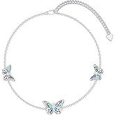 QKABTI Abalone Shell Butterfly Bracelet for Women, 925 Sterling Silver Adjustable Charm Bracelet, Boho Beach Jewelry Gift Idea