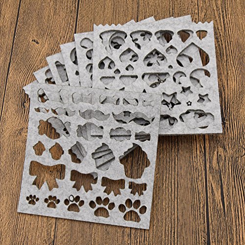 BetterUS Lovely Design DIY Needle Felt Applique Mold Hand Embroidery Stencil Tool For Felting Needle Projects 7Pcs Set - Thumbnail 3