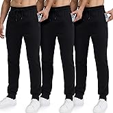 Loofure Sweatpants for Men Fleece 3 Pack Joggers Gym Workout Athletic Track Mens Sweat Pants Cotton with Zipper Pockets