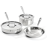 All-Clad D5® Stainless Steel Core 5 Piece Cookware Set- Made in USA- The Upgrade for Supremely Even Heat- Includes Frying Pan