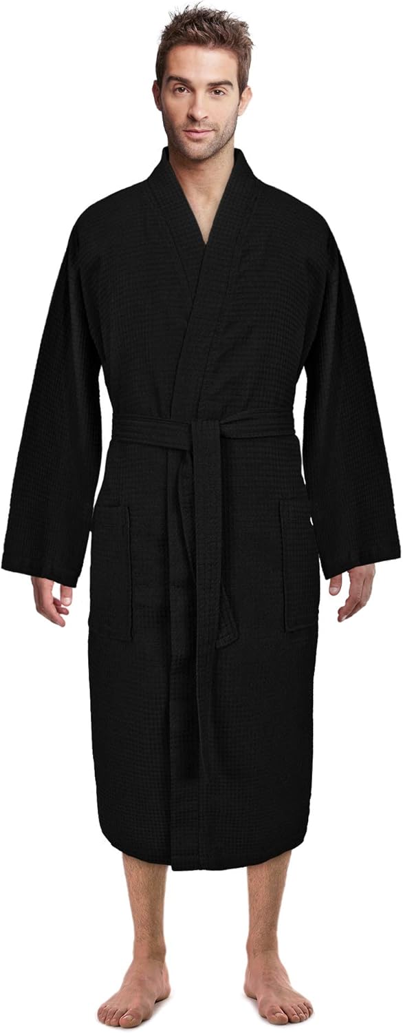 men's cotton waffle weave robe