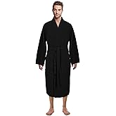 Turkish Linen Waffle Knit Lightweight Kimono Spa & Bath Robes for Men - Quick Dry - Soft