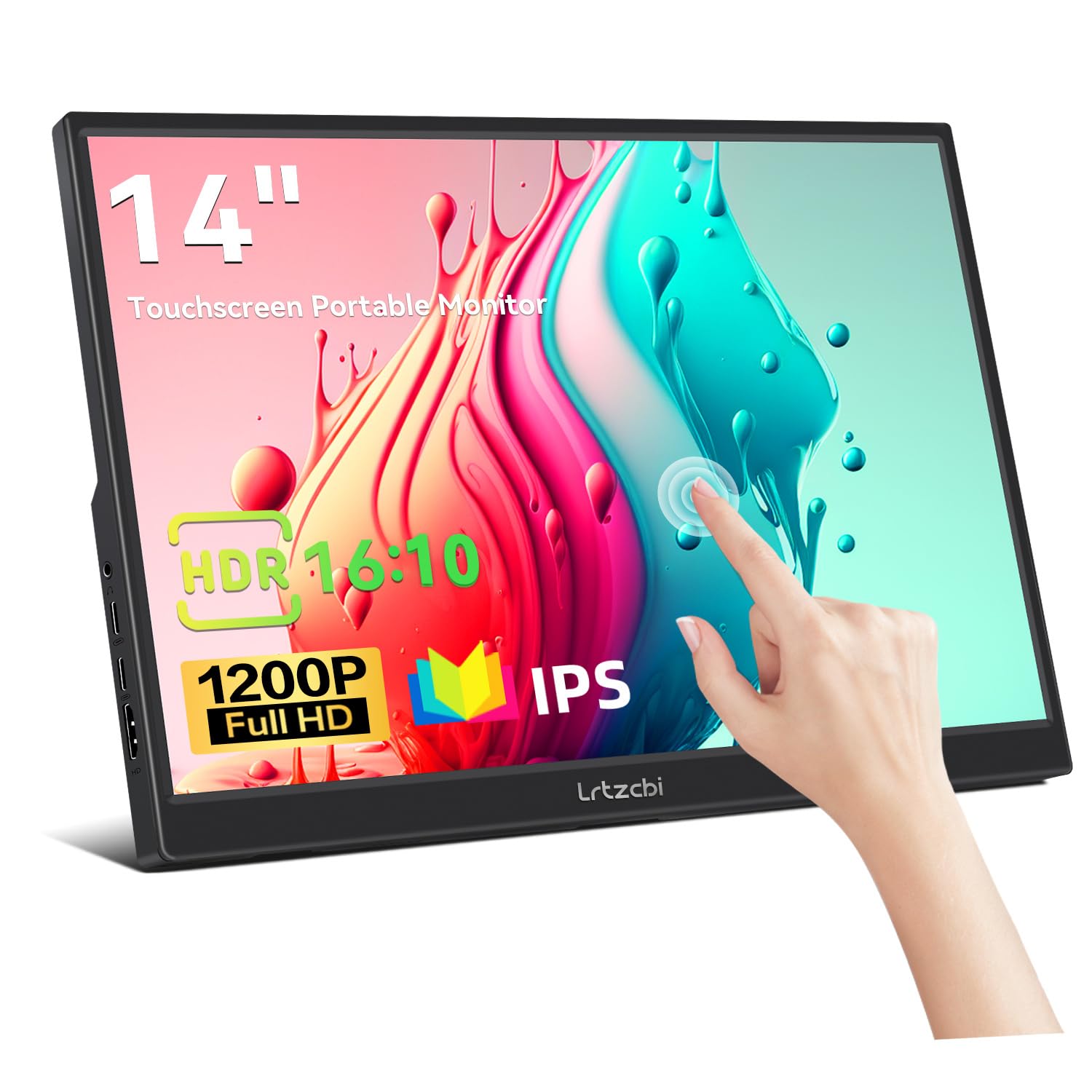 Photo 1 of Lrtzcbi Portable Monitor Touchscreen 14 inch, IPS Touch Screen Monitor 1920x1200 Display with USB C HDMI for Laptop/PC/Phone/Xbox/Switch/PS4/Raspberry pi, Computers Monitors