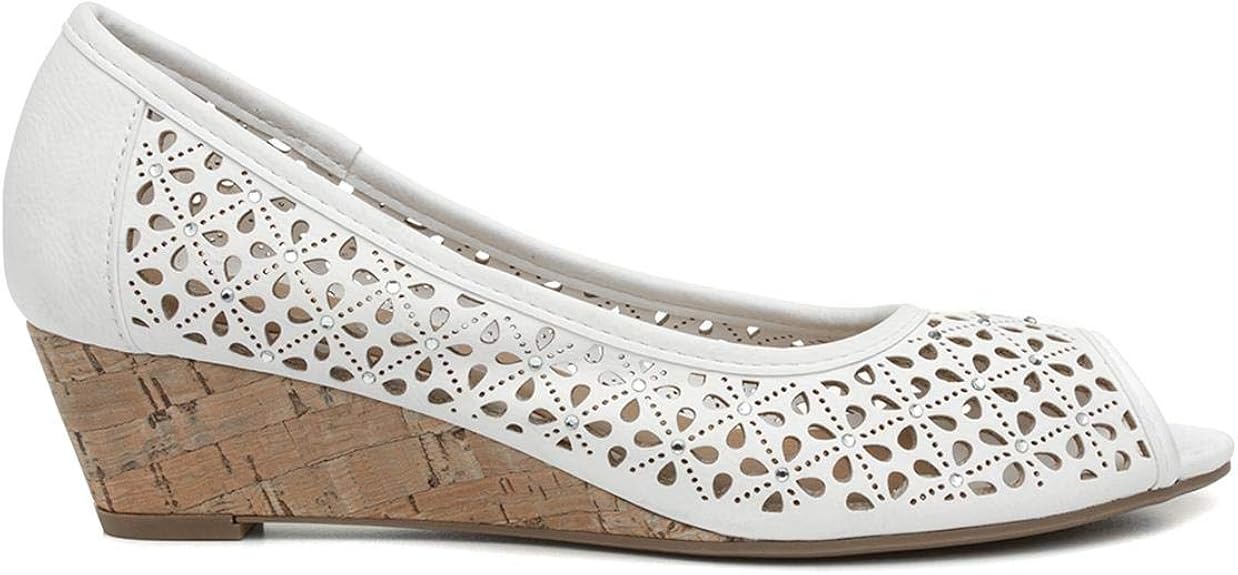 Lilley Womens White Wedge Court Shoe Amazon.co.uk Shoes