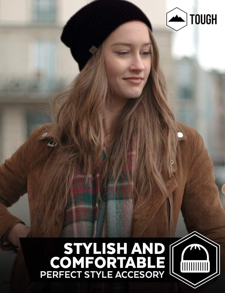 Tough Headwear Daily Knit Ribbed Beanie Warm, Stretchy & Soft Beanie Hats for Men & Women - Year Round Comfort - Serious Beanies for Serious Style Black: Clothing