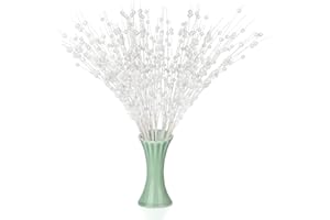 UWIOFF 100 Pieces Christmas Glitter Berries Stems Ornaments, Christmas Berry Picks Decorative Glittery Sticks for Christmas Tree Decorations Vase DIY Wreath Crafts Gift Fireplace Holiday Decor (White)