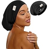 SECZIPE 100% Mulberry Silk Bonnet for Sleeping for Curly Hair and Braids, Wrap with Adjustable Strap for Women and Men,Real Silk, Not Satin（1Pc,Black）