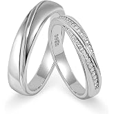 Meissa 2Pcs Couple Rings for Men and Women 925 Sterling Silver | Wedding Band Matching Promise Rings Handmade Bridal Jewelry, Set of Two Rings