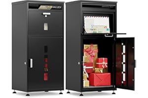 KARINI Large Package Delivery Box for Outside with Lock, 42" H Oversized Parcel Drop Box with Anti-Theft Mail Slot & Security Baffle, Waterproof Outdoor Porch Mailbox with Delivery Sign & Adjustable Feet