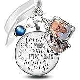 Gutsy Goodness Wedding Memory Charm Loved Beyond Words, Missed Every Moment Memorial Bouquet Jewelry Photo Frames Bronze Silver Cream White Pendant Bridal Flower DIY Picture Template