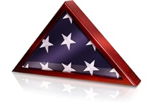 Forever Lane Flag Display Case for American Veteran Flag, Large 9.5x5 ft Memorial Flag Box -Military Flag Holder, Solid Wood w/Acrylic Front,Wall Mount or Standing Display Box