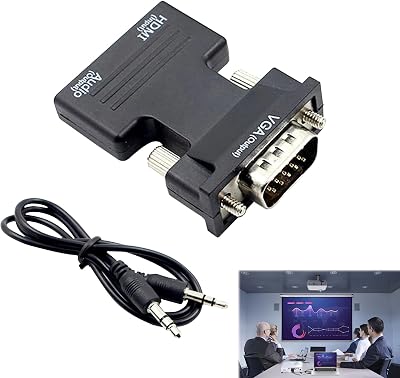 MEKEET HDMI to VGA Converter 1080P 60Hz with 3.5mm Audio Adapter Male to Female