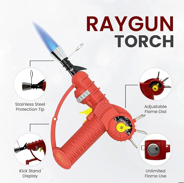 THICKET RAYGUN TORCH LIGHTER, WITH ADJUSTABLE FLAME AND SAFETY LOCK (BLUE)