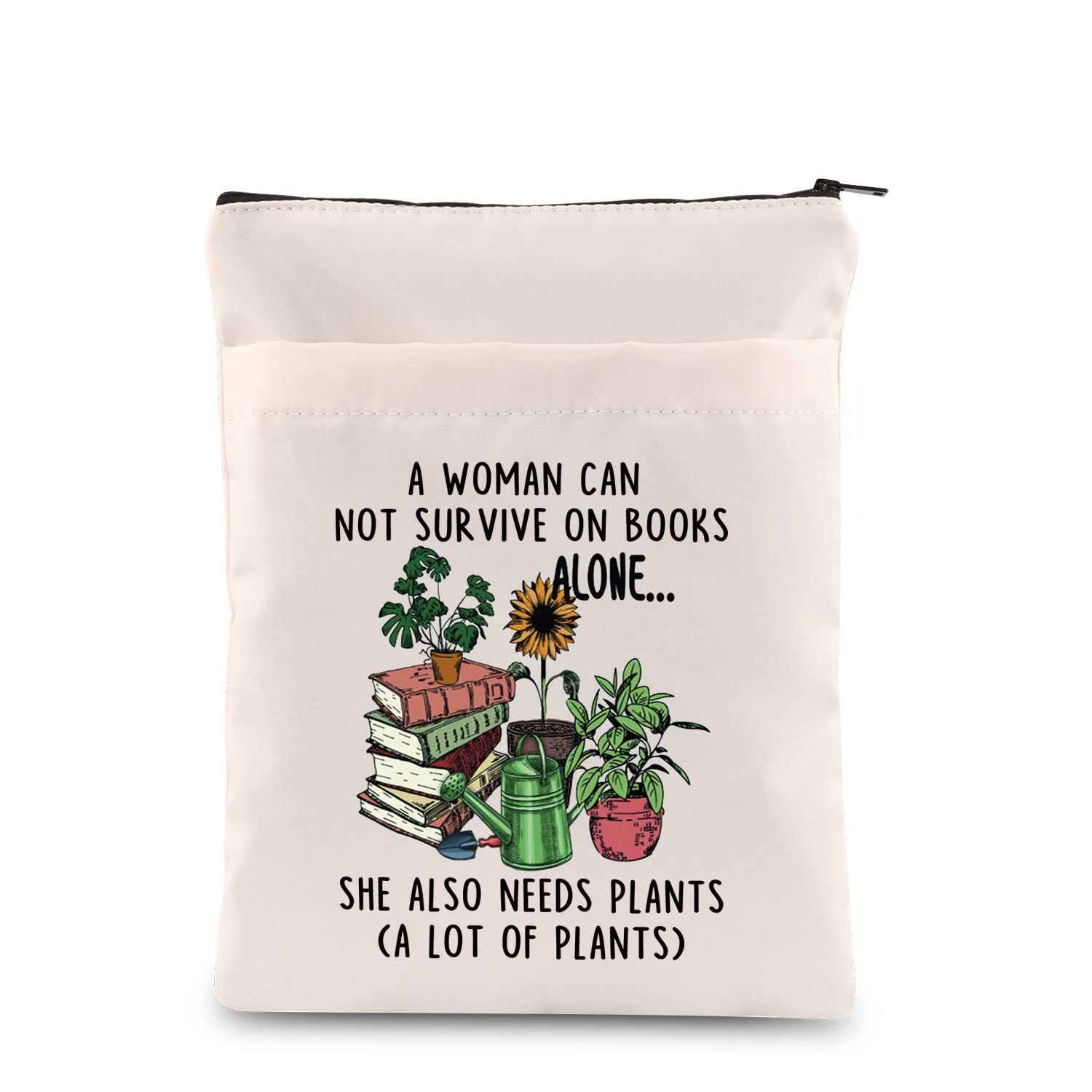 PLITI Book Lover Book Sleeve Gardener Gift A Woman Can Not Survive On Books Alone She Also Needs Plants Book Protector (Woman Needs Plants BS U)