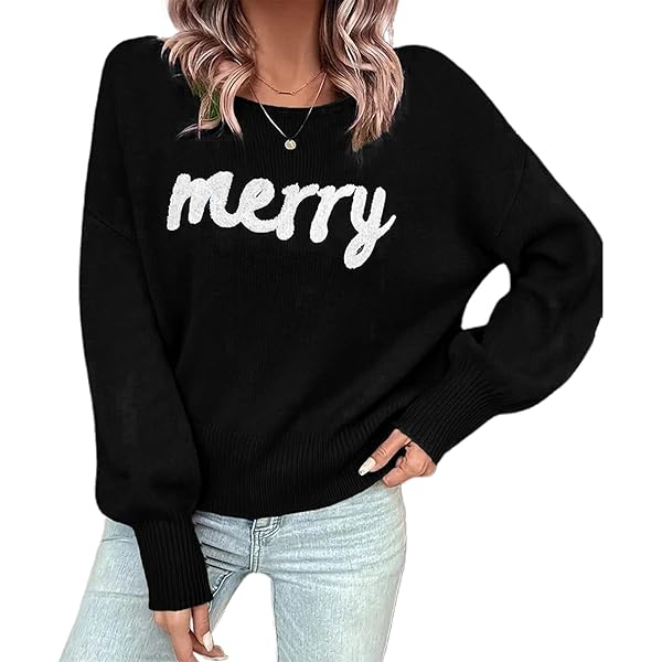Amazon.com: Women Christmas Merry Sweater Cute Letter Print
